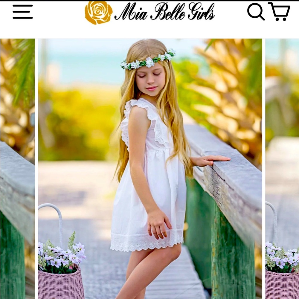 NWT Mia Bella designer Angel Dear white eyelet ruffle dress
